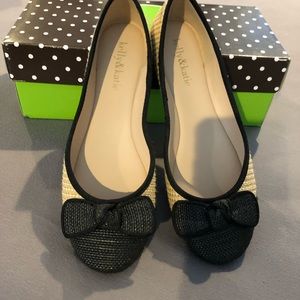 Kelly & Katie natural/black flats with bow
